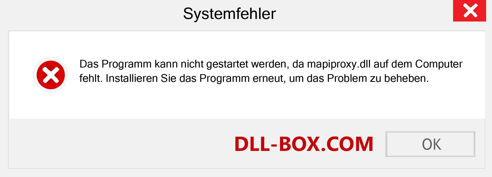 mapiproxy.dll-Datei fehlt?. Download für Windows 7, 8, 10 - Fix mapiproxy dll Missing Error unter Windows, Fotos, Bildern
